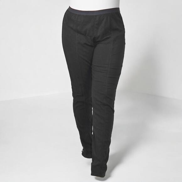 Free People Pants Black Ankle Laces Lacing Straight Pull On Rayon Stretch Large - Picture 11 of 16